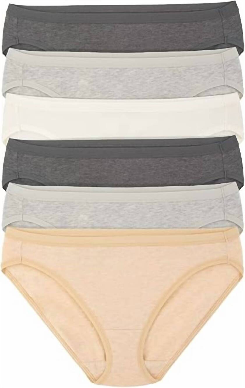 NEW FELINA women's organic cotton stretch bikini, 6-pack in multi